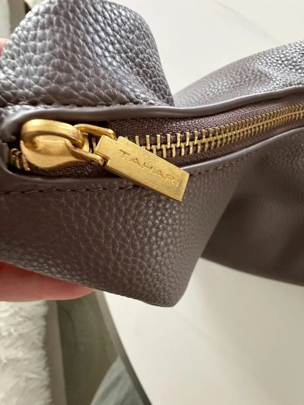 Tahari Bedford Slouchy Faux Leather Hobo Shoulder Bag with Side Zip Pocket